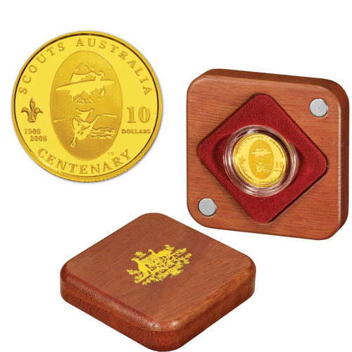 Australia 2008 Scouts Centenary $10 1/10oz Gold Proof Coin