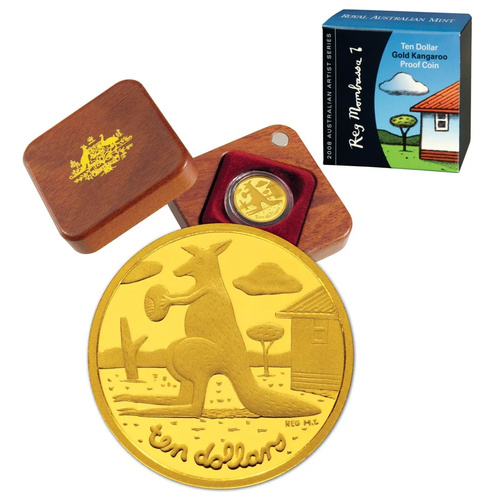 Australia 2008 Reg Mombassa Kangaroo $10 1/10oz Gold Proof Coin