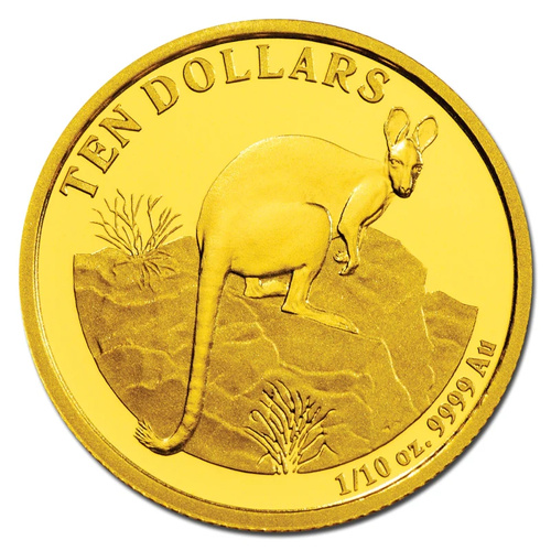 Australia 2010 Kangaroo Yellow-Footed Rock Wallaby $10 1/10oz Gold Proof Coin