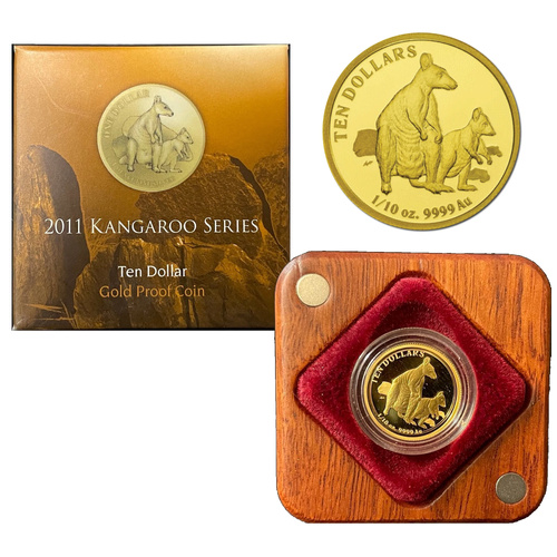 Australia 2011 Kangaroo Allied Rock Wallaby $10 1/10oz Gold Proof Coin