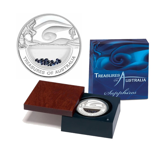 Australia 2007 Treasures Sapphires $1 1oz Silver Locket Coin