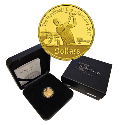Australia 2011 The Presidents Cup Golf $25 1/4oz Gold Proof Coin
