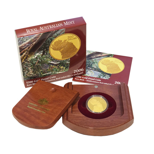 Australia 2006 $200 Rare Bird South-eastern Red-tailed Black Cockatoo 1/2oz Gold Proof Coin