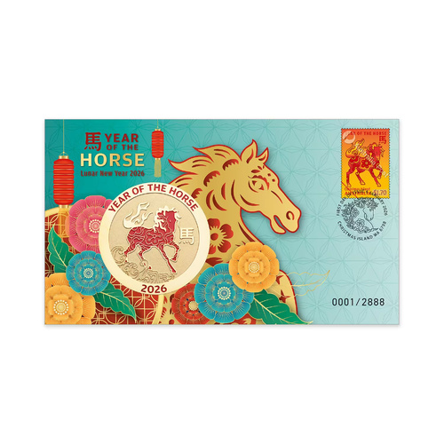 Australia 2026 Year of The Horse Stamp & Medallion Cover