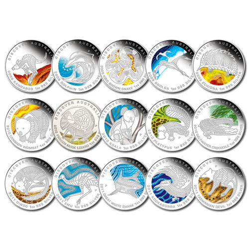 Discover Australia 2009-2011 Dreaming Series 1oz Silver Proof 15 Coin Collection