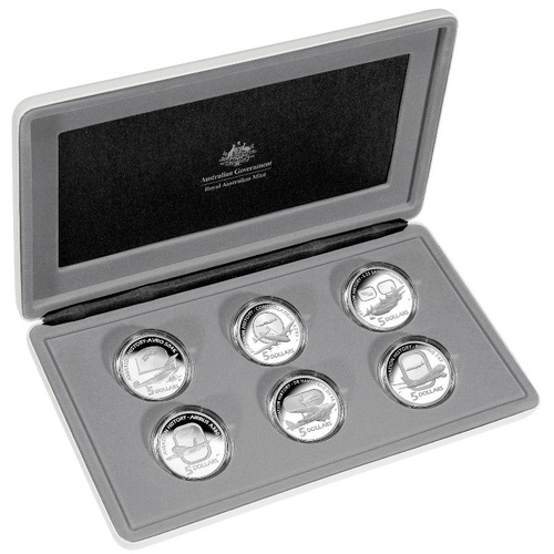 Australia 2008-2010 Masterpieces in Silver Aviation 6 Coin Set with Stand