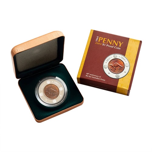 Australia 2004 $1 Subscription 40th Anniversary 1964 Penny Silver Proof Coin