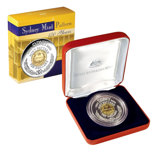 Australia 2003 $10 Sydney Mint Pattern Gold Plated Silver Proof Coin
