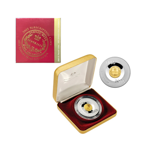 Australia 2005 $1 Subscription Sydney Mint Half Sovereign Gold Plated Silver Proof Coin