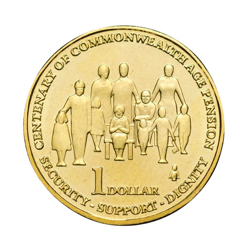 Australia 2009 Centenary of Commonwealth Age Pension $1 UNC Coin Loose