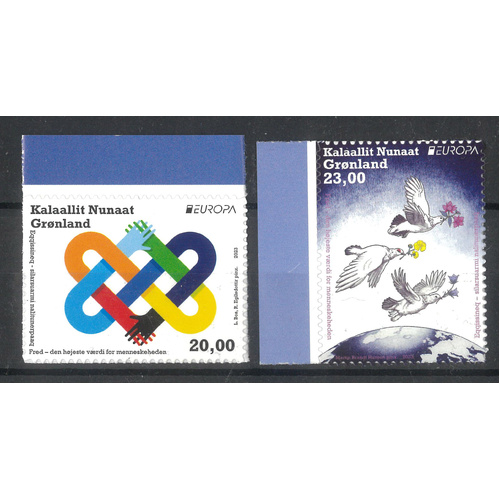 Greenland 2023 EUROPA Peace Set of 2 Self-adhesive Stamps ex-booklet MUH
