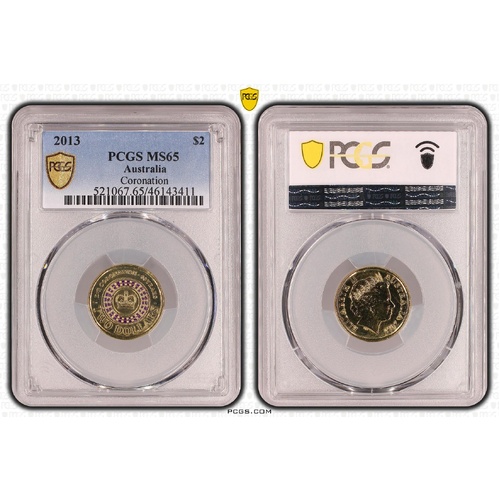 Australia 2013 Coronation $2 Coloured Coin UNC PCGS MS65