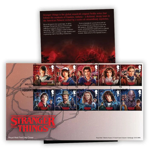 Great Britain 2026 Stranger Things Stamp Set on First Day Cover
