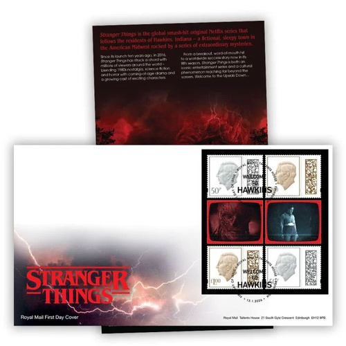 Great Britain 2026 Stranger Things Booklet Pane on First Day Cover