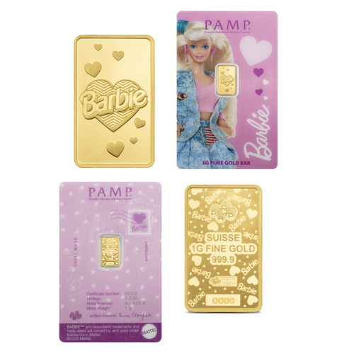 PAMP Suisse 2026 Barbie® Valentine's Day 1g Gold Bar .9999