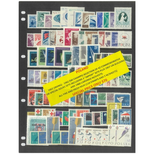 Poland 1957-62 Selection of 42 Commemorative Sets 110 Stamps & 2 Mini Sheets MUH #264