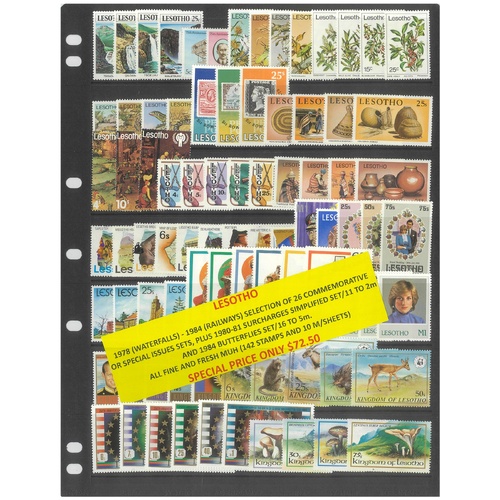 Lesotho 1978-84 Selection of 26 Commemorative Sets 142 Stamps & 10 Mini Sheets MUH #422