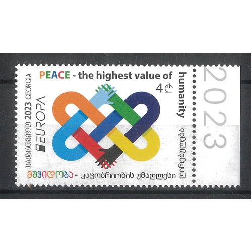 Georgia 2023 EUROPA - Peace "The Highest Value of Humanity" Single Stamp MUH