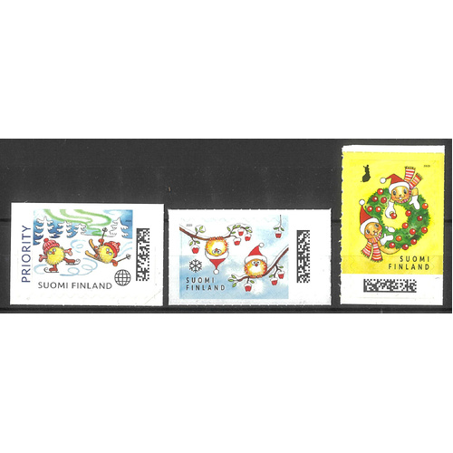Finland 2023 Christmas Set of 3 Self-adhesive Stamps ex booklet MUH