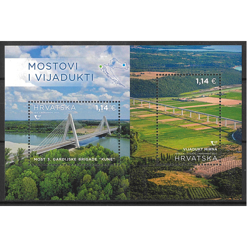 Croatia 2023 Bridges & Viaducts Mini Sheet MUH