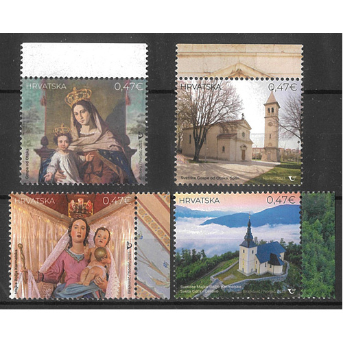Croatia 2023 Marian Shrines of Church & Our Lady Set of 4 Stamps Mint Unhinged