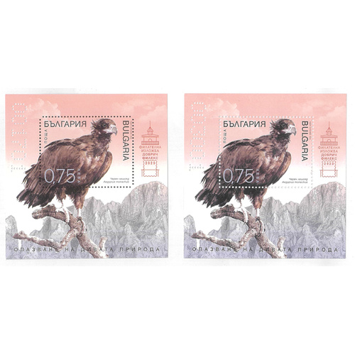 Bulgaria 2023 Black Vulture Perf & Imperf Set of 2 Mini Sheets MUH