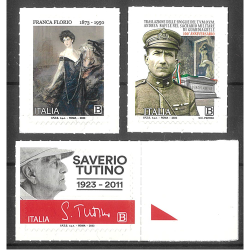 Italy 2023 Important Personalities Set of 3 Self-adhesive Stamps Mint Unhinged