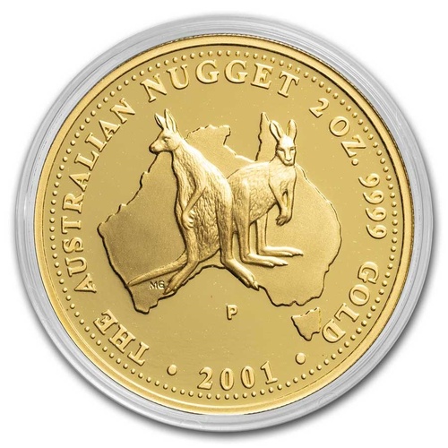 Australia 2001 $200 Nugget Series 2oz 9999 Fine Gold Proof Coin