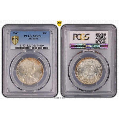 Australia 1966 Round 50c Coin (Silver) PCGS MS65
