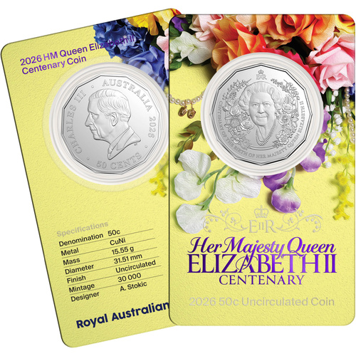 Australia 2026 HM Queen Elizabeth II Centenary of Birth 50c UNC Coin