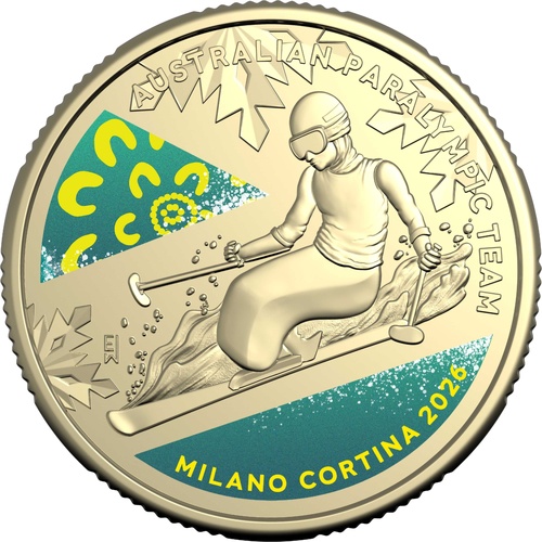 Winter Paralympics 2026 Australian Team - Dynamic Alpine Skier $1 Coloured UNC Coin