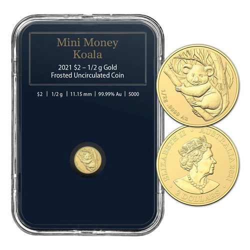 Australia 2021 Mini Koala $5 1/2 gram Gold Frosted UNC Coin by RAM
