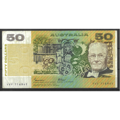 Australia 1985 $50 Banknote Johnston/Fraser OCRB Serial R509b #50-5