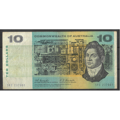 Commonwealth of Australia 1967 $10 Banknote Coombs/Randall R302 aF/F #4-44