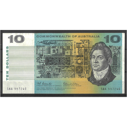 Commonwealth of Australia 1966 $10 Note Coombs/Wilson 1st Prefix SAA R301F VF #4-41