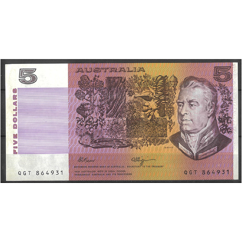 Australia 1990 $5 Banknote Fraser/Higgins R212 gVF#3-70