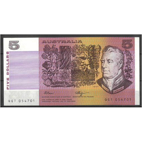 Australia 1990 $5 Banknote Fraser/Higgins R212 aUNC #3-71