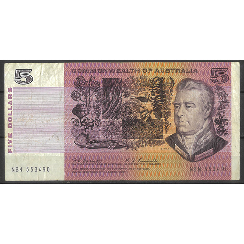 Commonwealth of Australia 1967 $5 Banknote Coombs/Randall R202 Fine #3-76