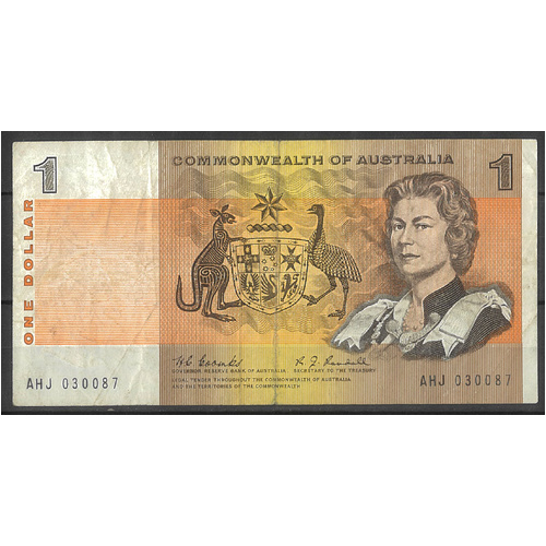 Commonwealth of Australia 1968 $1 Banknote Coombs/Randall R72 gVG/aF #1-12