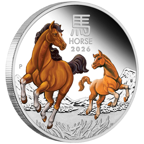 Australia 2026 $1 Year of the Horse 1oz Silver Proof Coloured Coin