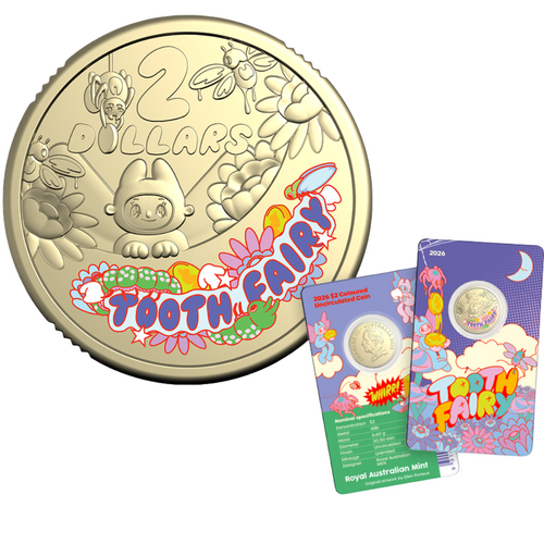 Australia 2026 Tooth Fairy $2 Coloured Uncirculated Coin in Card