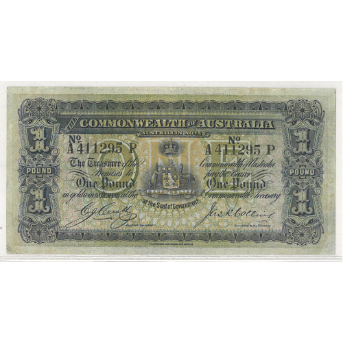 Commonwealth of Australia 1918 One Pound £1 Banknote Cerutty/Collins VF