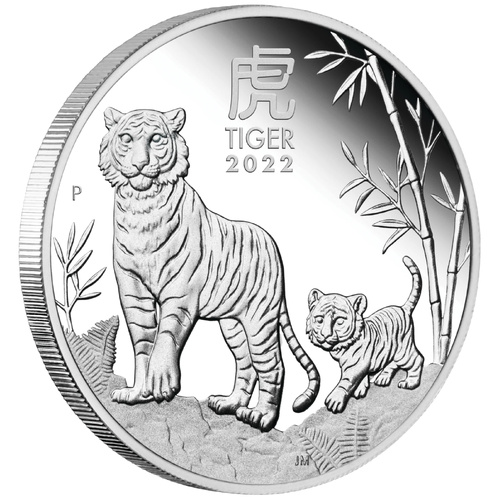Australia 2022 Year of The Tiger 2oz Silver Proof Coin in Capsule