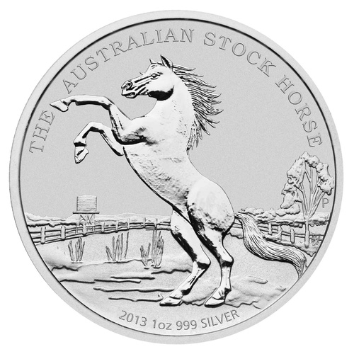 2013 The Australian Stock Horse 1oz Silver Bullion Coin in Capsule