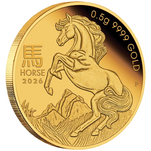Australia 2026 Year of the Horse 0.5g Gold Proof Coin in Card