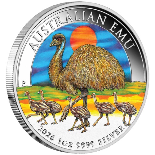 Australia 2026 $1 Emu 1oz Silver Coloured Coin