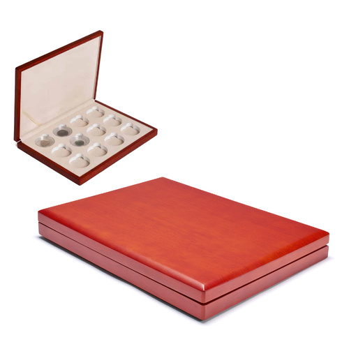 Lighthouse Siena Wood Coin Case for Holding 12 Capsules up to 54mm in diameter