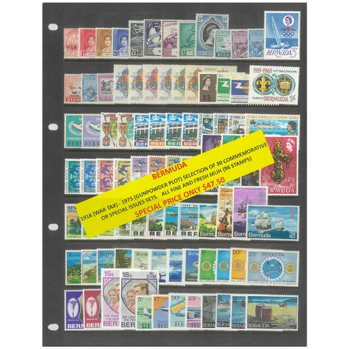 Bermuda 1918-75 Selection of 30 Commemorative Sets 86 Stamps MUH #466