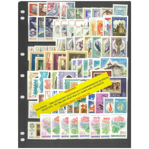 Romania 1965-68 Commemorative Sets 77 Stamps & 4 Mini Sheets MUH #449