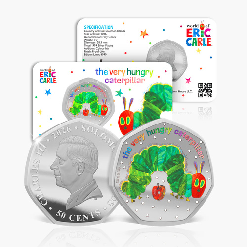Solomon Islands 2026 The Very Hungry Caterpillar™ 50c Silver Plated BU Coin